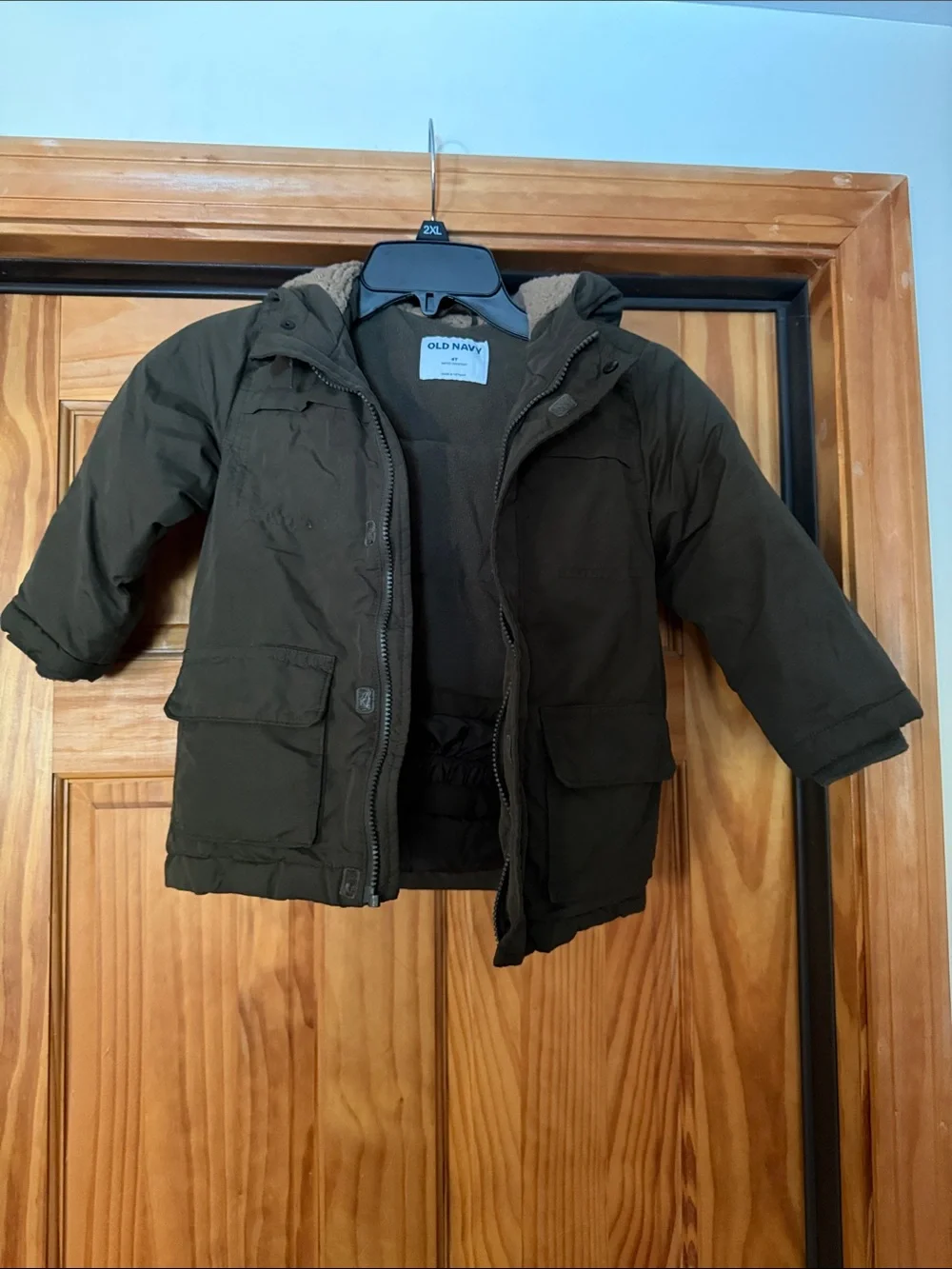 Old Navy Kids' Olive Green Hooded Puffer Jacket